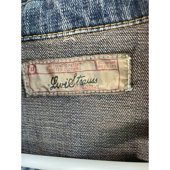 Vintage 90’s Levi Strauss Signature Women’s Blazer Jacket Stretch Denim Sz M - Picture 4 of 10